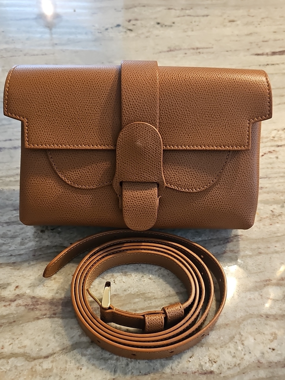 Senreve Leather Crossbody Bag in Tan - Classic Everyday Style Aria